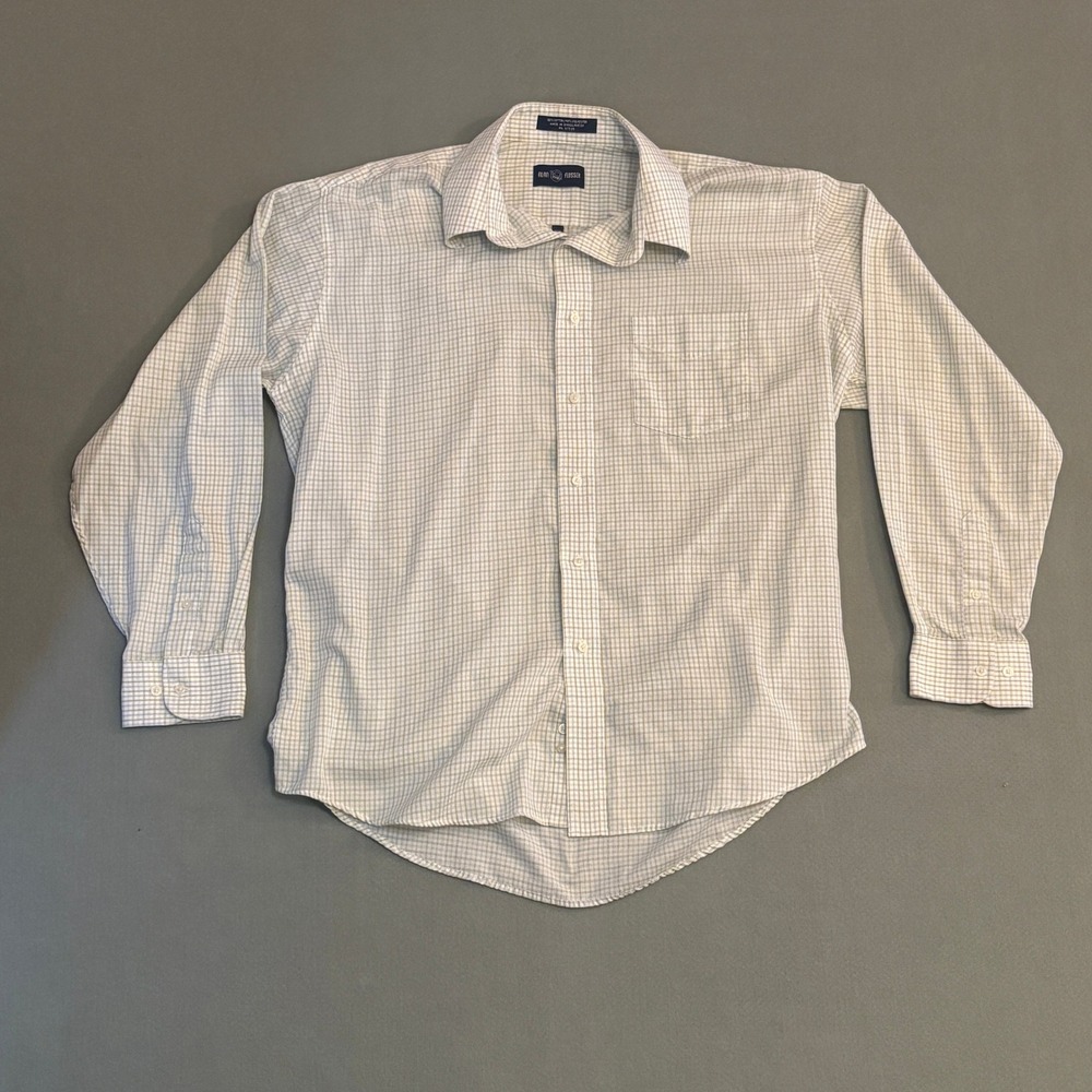 Alan Flusser Mens Long Sleeve ButtonDown Dress Shirt 16.5 34/35 Green Blue Check